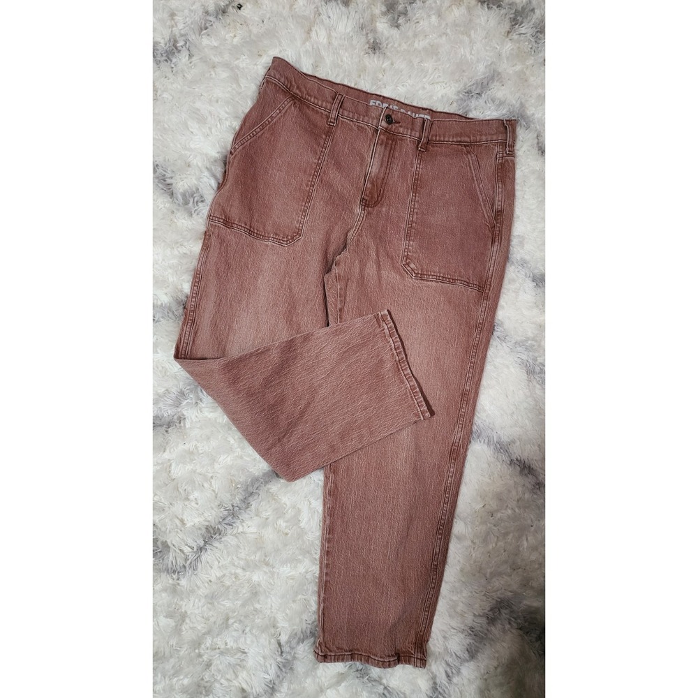Eddie Bauer Women's Brown Denim Relaxed Jeans Mid Rise Button Zip Solid